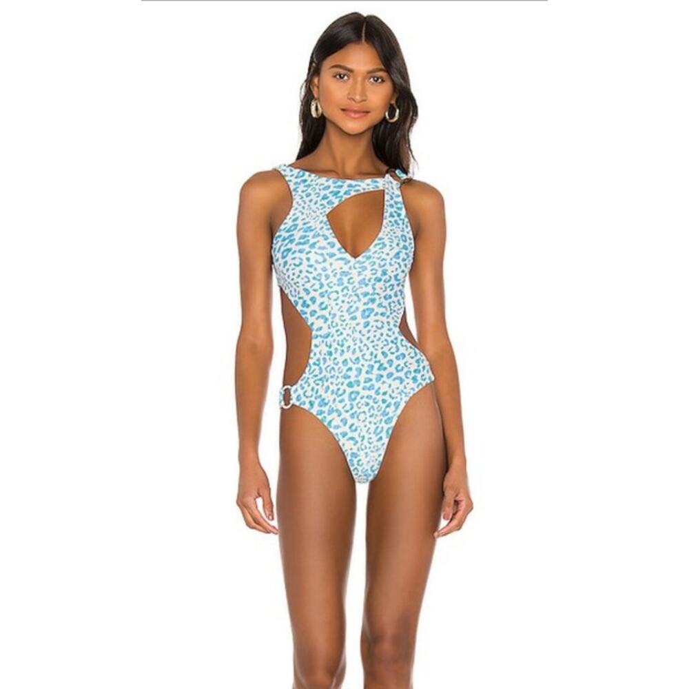 LOVEWAVE THE SANSA ONE PIECE SWIMSUIT IN MIAMI LEOPARD SIZE SMALL